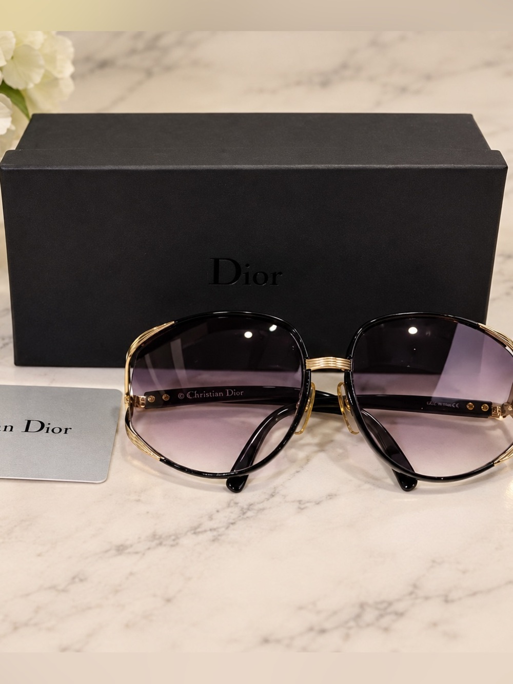 Dior Women's Black Frame Sunglasses with Purple Gradient Lenses
